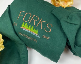 Forks Washington Embroidered Sweatshirt: Custom City Apparel