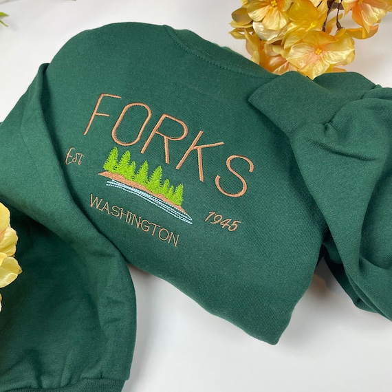 Forks Washington Embroidered Sweatshirt: Custom City Apparel