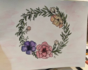 Floral wreath watercolor