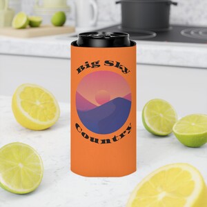 Western Themed Big Sky Country Mountains Slim Can Cooler