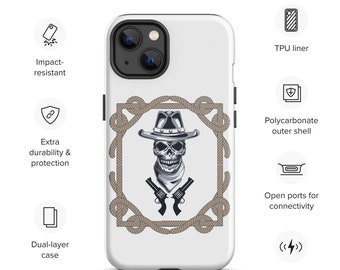 Cowboy Skull Revolver Themed Country Western Tough iPhone case