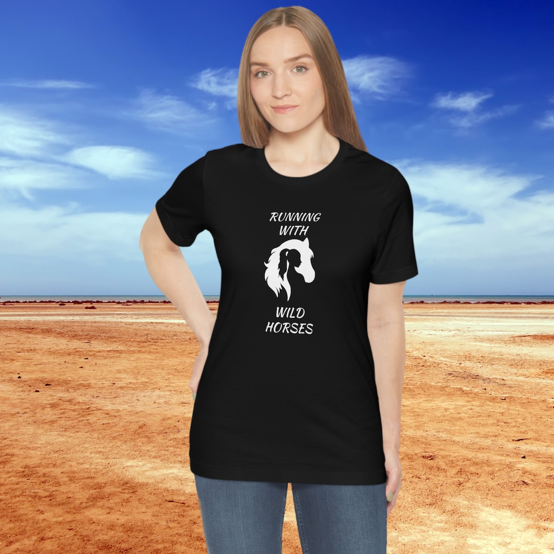Country Western Themed Running With Wild Horses Unisex Jersey Short ...