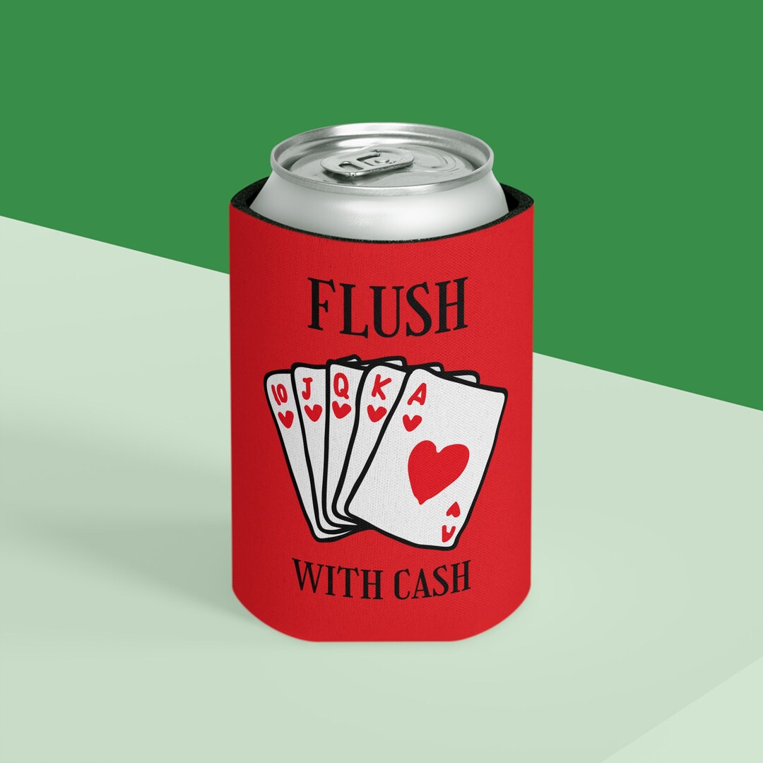 Poker Themed Red Hearts Flush With Cash Can Cooler Sleeve Etsy