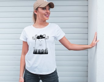 Koszulka z nadrukiem na Halloween Western Cowboy Happy Cute Ghost Unisex Ultra Cotton Tee