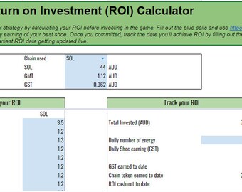 Move-to-earn (like StepN) Journal and ROI calculator