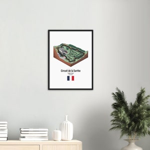 Circuit de la Sarthe Le Mans Carte Encadrée Affiche