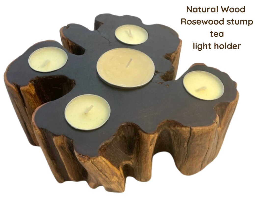 Rosewood Stump Tea Light Candle Holder / Unique Tea Light Holders