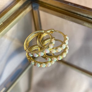 Opal Huggies Huggie Vermeil Earrings