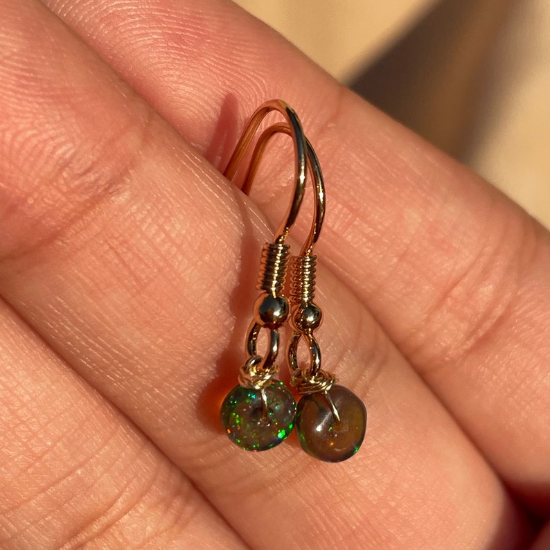 Single Bead Opal Earrings Handmade by Mary image 3