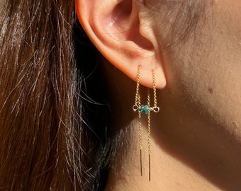 14kt Gold Filled Double-Threader Opal Earrings ~ Handmade by Mary