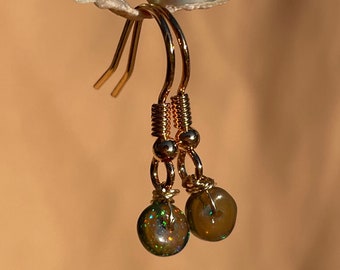 Single Bead Opal Earrings ~ Handmade by Mary