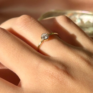 Solitaire CZ Thin Band ~Vermeil Ring