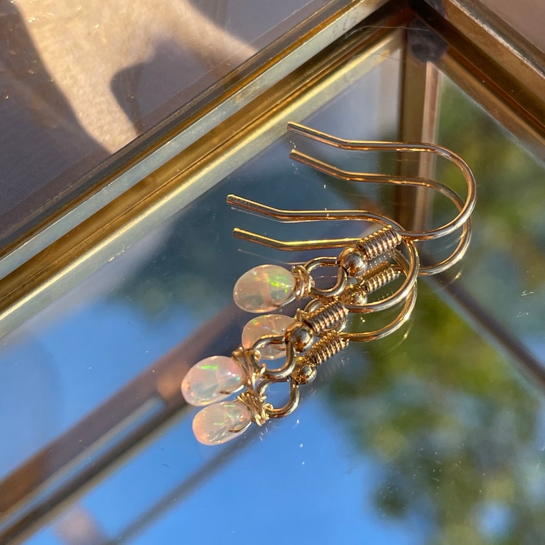Single Bead Opal Earrings Handmade by Mary image 6
