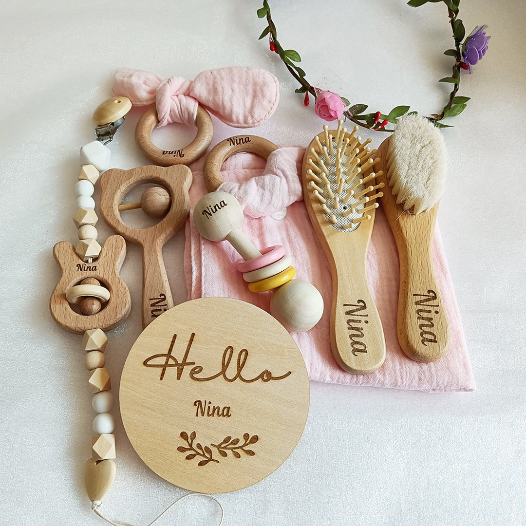Personalized Wooden Baby Gift Set. Custom Baby Toys. Wooden Etsy