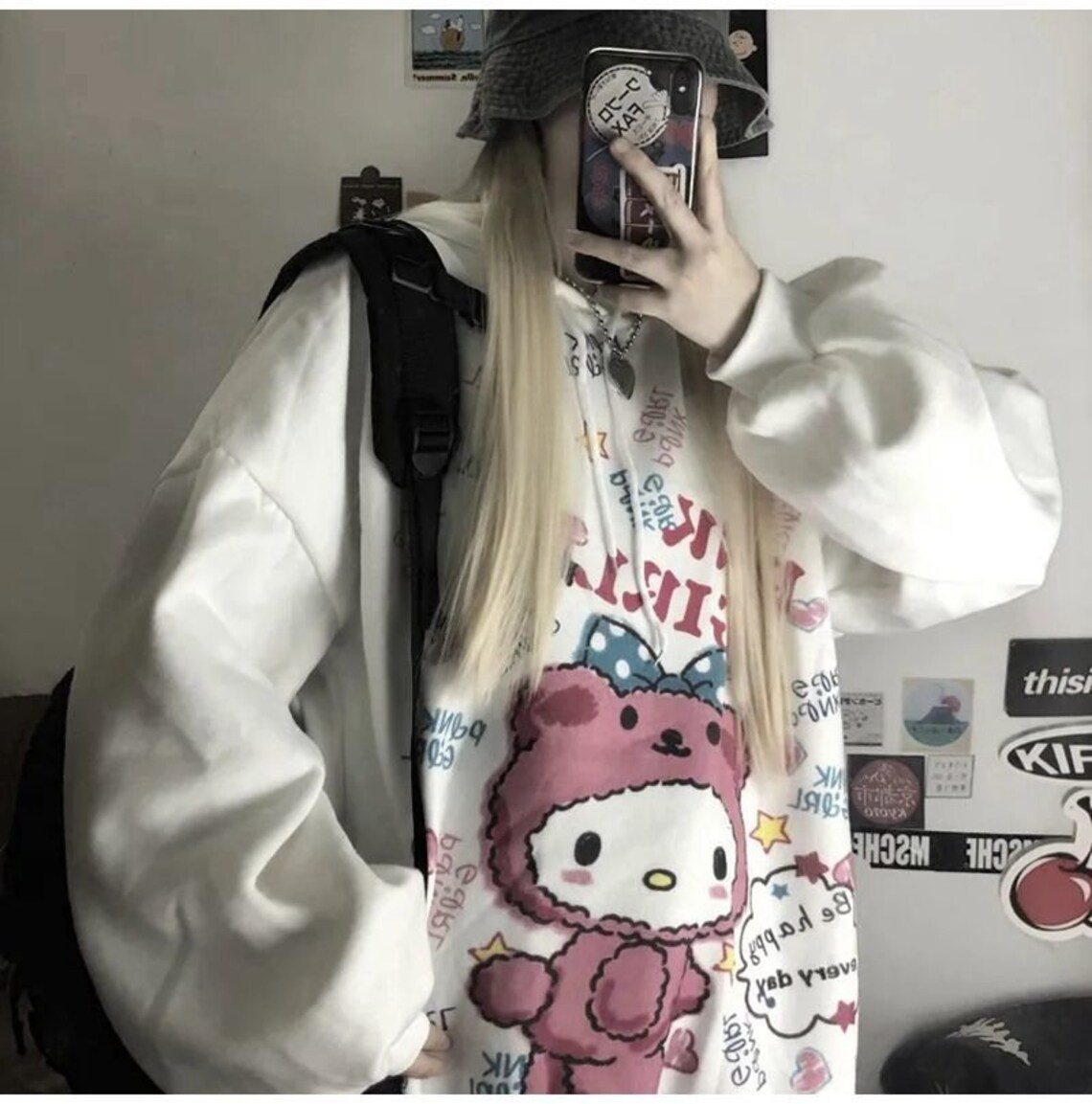 Kitty Hoodie Alt Clothes Grunge Kawaii Hoodie Graphic Hoodies Etsy