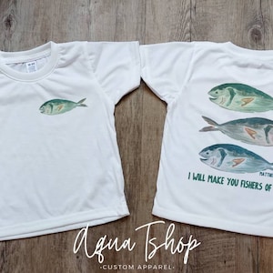 Christian Shirts For Kids, Bible Verse Shirt For Kids, I Will Make You Fishers Of Men, Kids Fishing Shirt, Jesus Follower, Front & Back