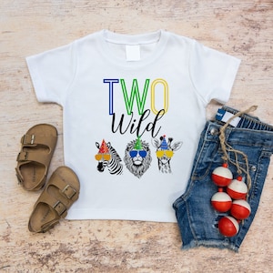 Two Wild Birthday Shirt, Second Birthday Shirt, Safari Animals Birthday, Wild One Birthday Gift, Animals In Sunglasses, Zebra Lion Giraffe