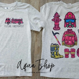 Future Firefighter Shirt For Girls, Toddlers Fireman Tshirt, Girls Pink Firefighter, Big Pink Fire Truck Shirt, Girls Pink Firefighter Gear