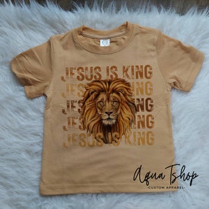 JESUS IS KING, Cute Christian Shirt, Religious Faith Based Christian Crewneck Shirt, Jesus Apparel, Christian Shirts For Kids, Lion Of Judah