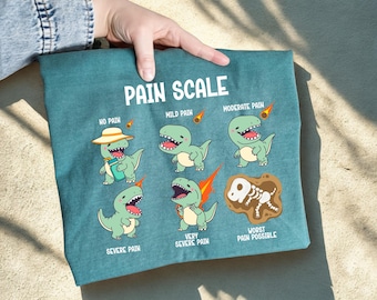 Funny Nurse Shirt Pain Scale, Nurse Humor Tee, Medical Tshirt Funny, Funny Medical Shirt, Dinosaur Pain Scale, Nursing Gifts