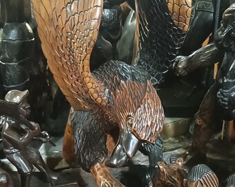 Handcrafted Eagle Figurine. Ebony Wood Carving