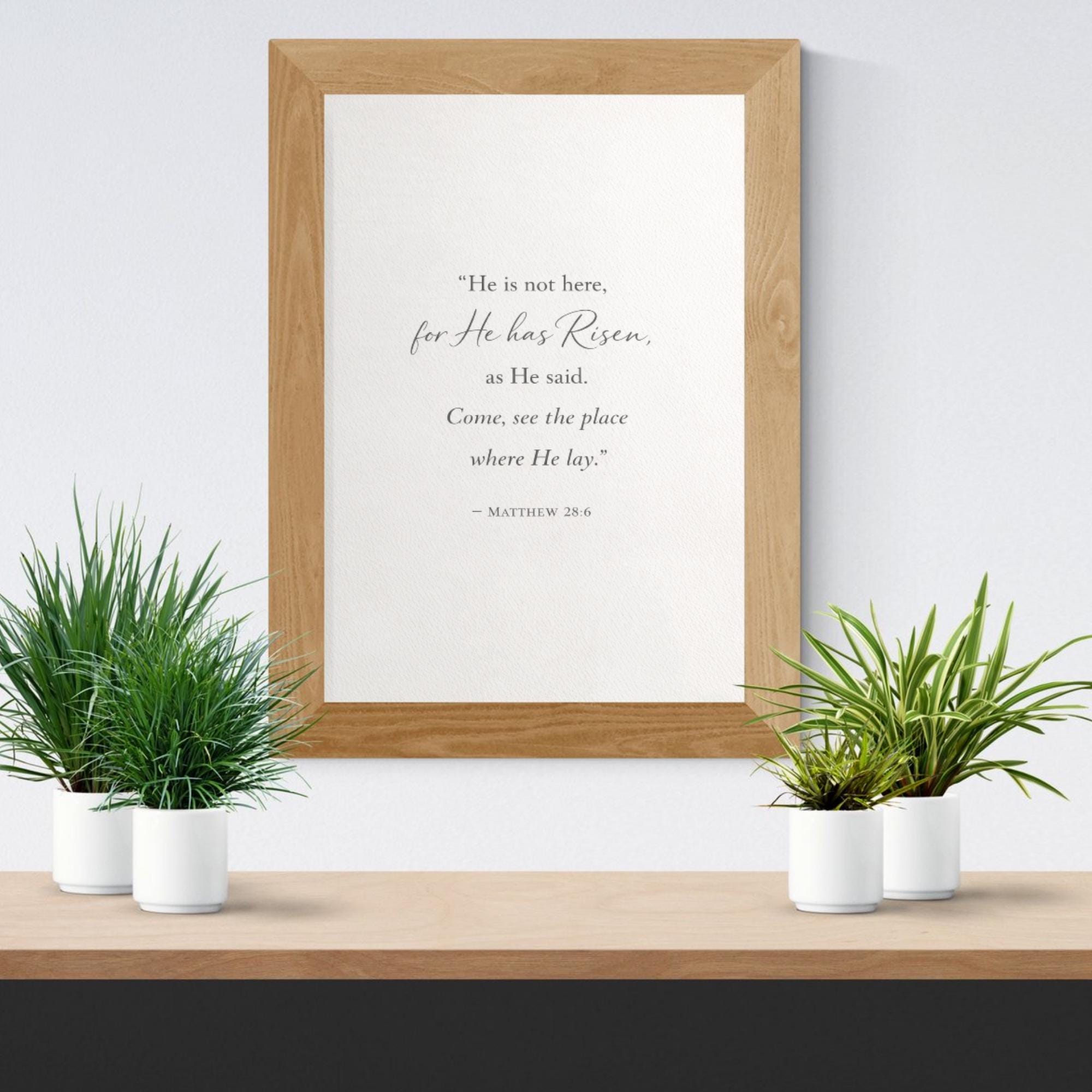 Matthew 28:6 Print | He Has Risen Bible Verse | Minimalist Scripture ...