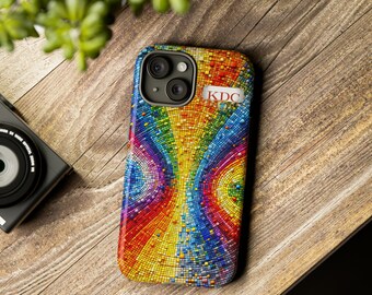 Rainbow Mosaic Monogram Phone Case: Vibrant & Unique