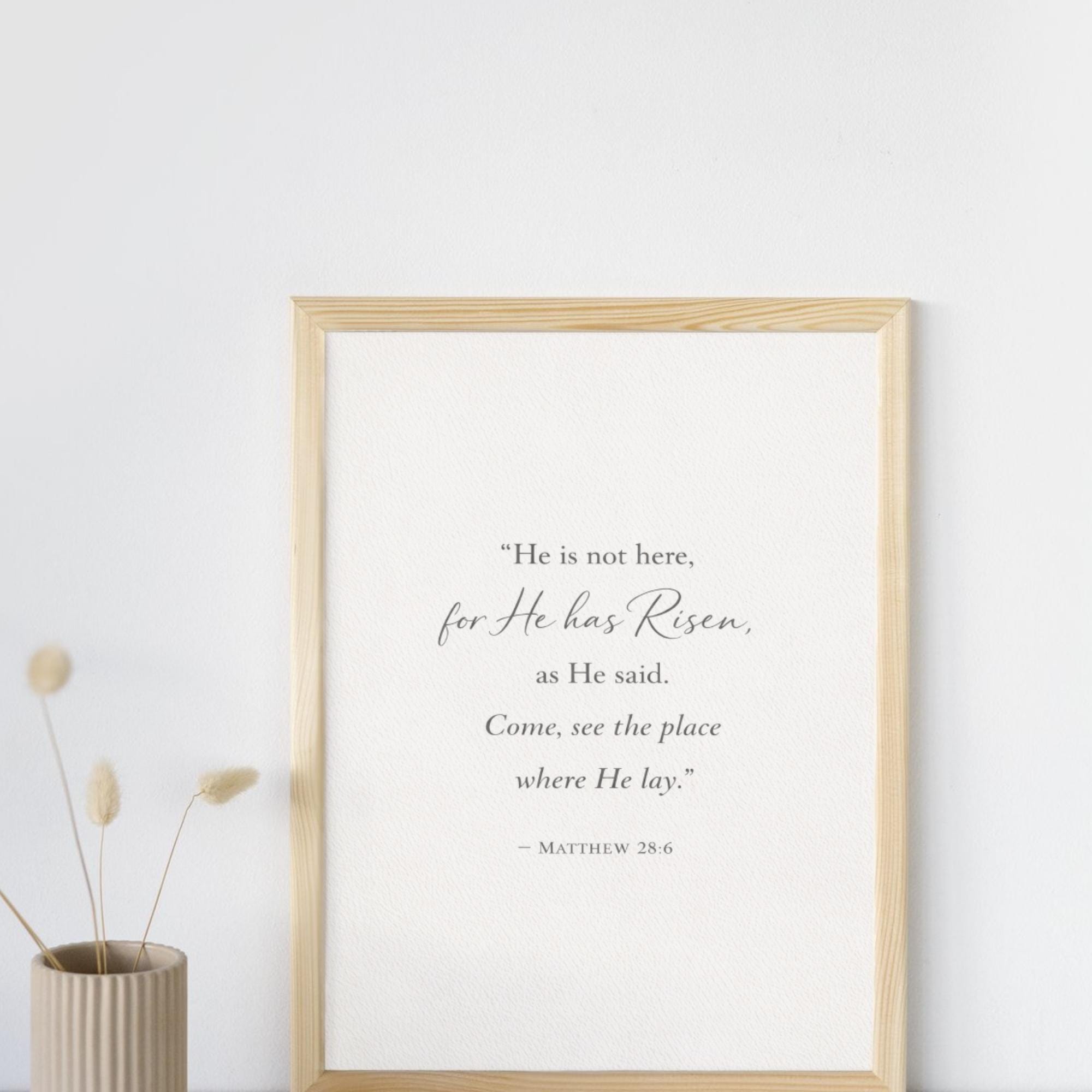 Matthew 28:6 Print | He Has Risen Bible Verse | Minimalist Scripture ...