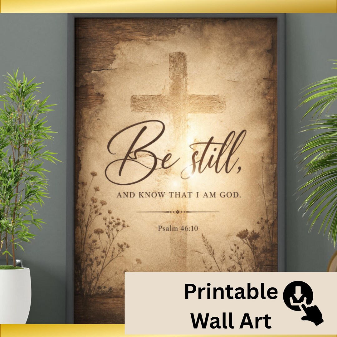 Be Still Psalm 46:10 Wall Art | Rustic Farmhouse Bible Verse (digital ...