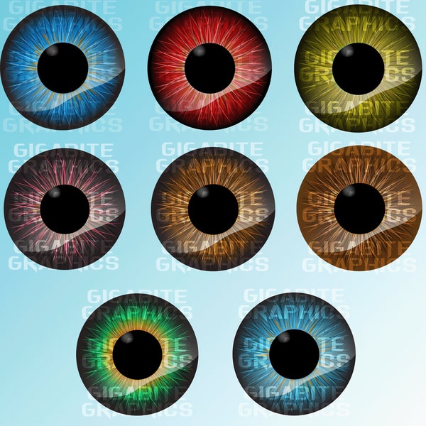 Eyeballs Vector Clipart Set /Halloween Spooky Monster Eyes , Stamp & Color Drawing Graphics / PNG SVG