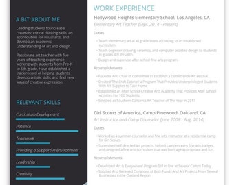Teacher Resume Template Word, Pages, Google Docs | Teaching Resume, Resume Template CV Teacher Professional, High School Resume