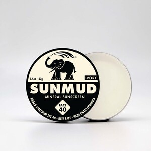 SUNMUD Brand Mineral Sunscreen SPF 50, Broad Spectrum, Non-nano Zinc, Reef Safe, Eco-friendly, Water Resistant, Tinted Organic in Travel Tin image 6