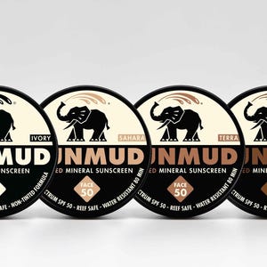 SUSMUD Marken-Mineral-Sonnenschutzmittel SPF 50, breites Spektrum, Nicht-Nano-Zink, riffsicher, umweltfreundlich, wasserbeständig, getönt in Reisedose