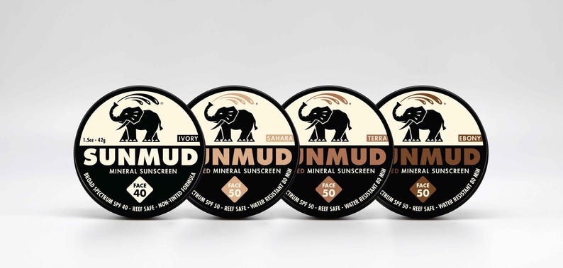 SUNMUD Brand Mineral Sunscreen SPF 50, Broad Spectrum, Non-nano Zinc, Reef Safe, Eco-friendly, Water Resistant, Tinted Organic in Travel Tin image 1