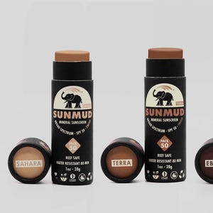 SUSMUD Marken-Mineral-Sonnenschutzmittel SPF 50, breites Spektrum, Nicht-Nano-Zink, Reef Safe, umweltfreundlich, wasserfest, getönter Bio-Sportstick