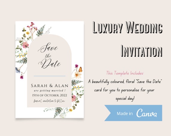 Save the Date Printable Wedding Invitation: INSTANT DOWNLOAD - Etsy