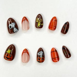 the great big pumpkin| snoopy nails| fall nails