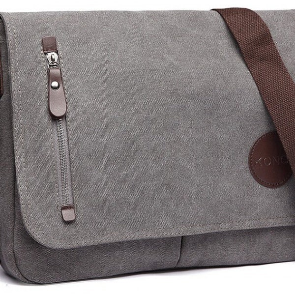 Mens Classic Messenger Bag, Canvas Crossbody Bag, Canvas Shoulder Bag