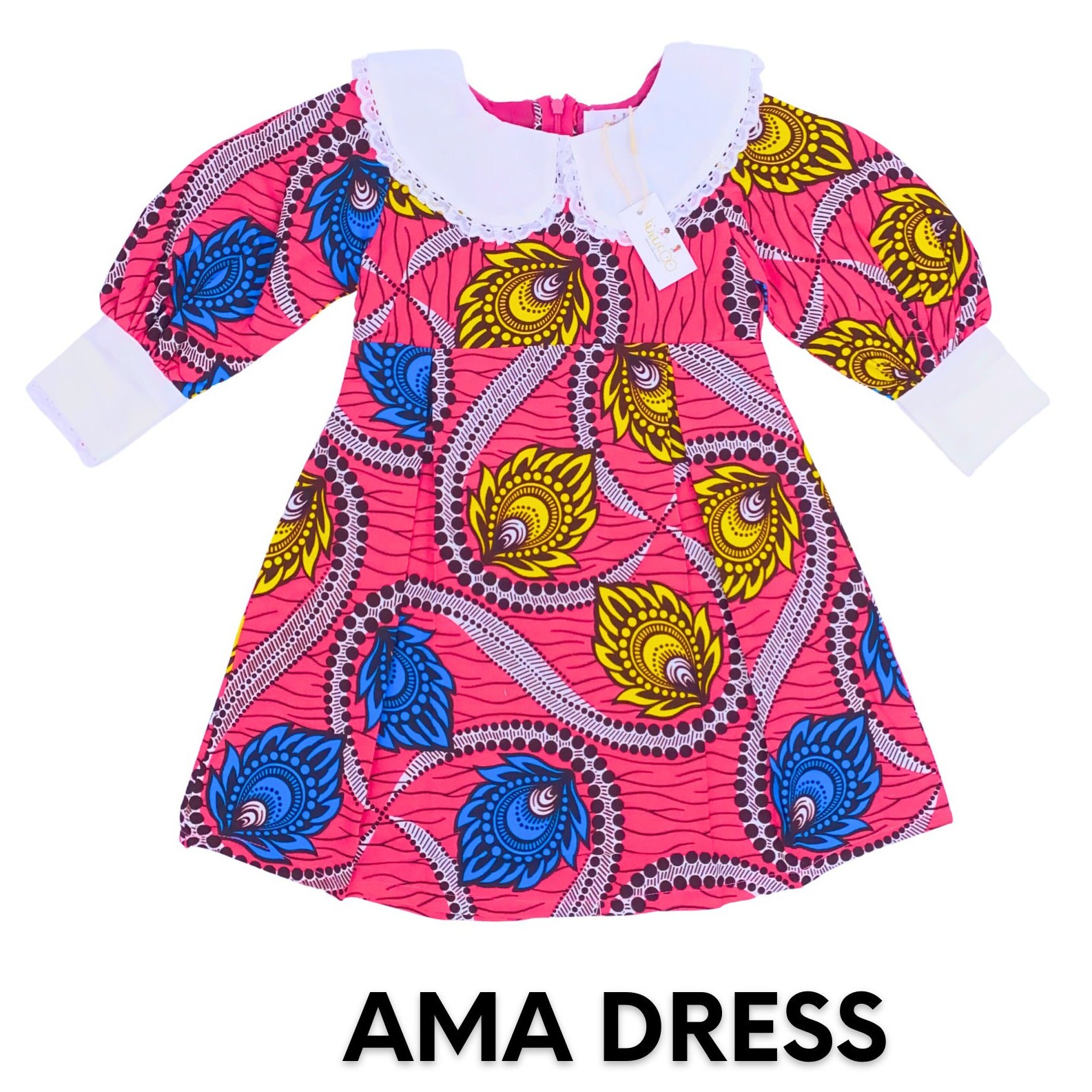 Africa Kid Short Sleeve Dress African Dashiki Royal Turquoise Version LT14 main image 1