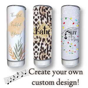 Bluetooth Speaker Tumbler 20oz Skinny - 5 Colors - Custom Personalization - lid/straw/charger included