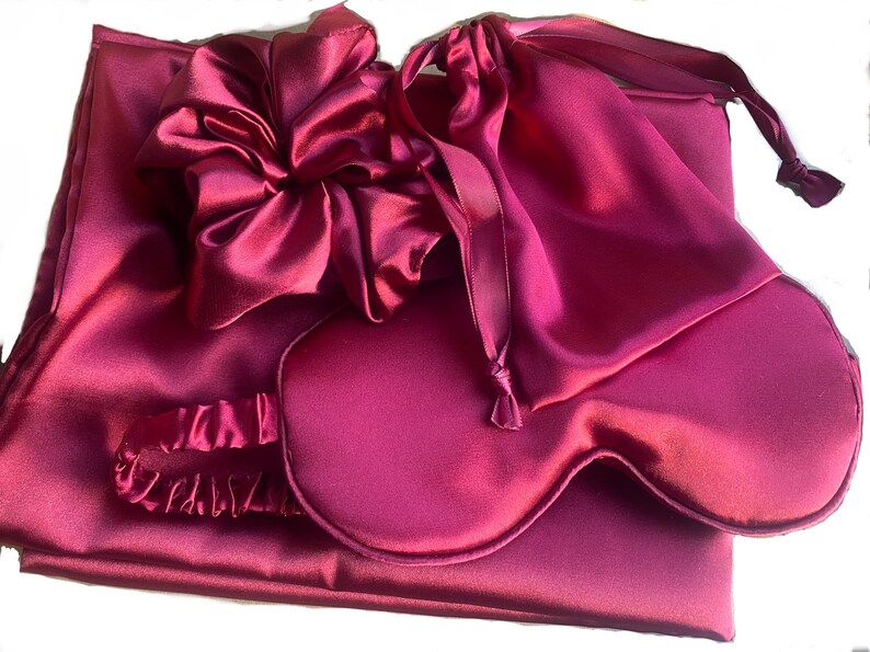 Silk Blend Gift Box Gift, Eye Mask, Scrunchie, Pillowcase and Pouch Mothers Day Celebration image 3