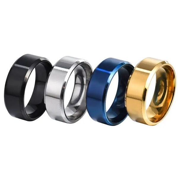 Silver Stainless Steel band ring (10mm wide) - Free UK Shipping - comes with velvet pouch