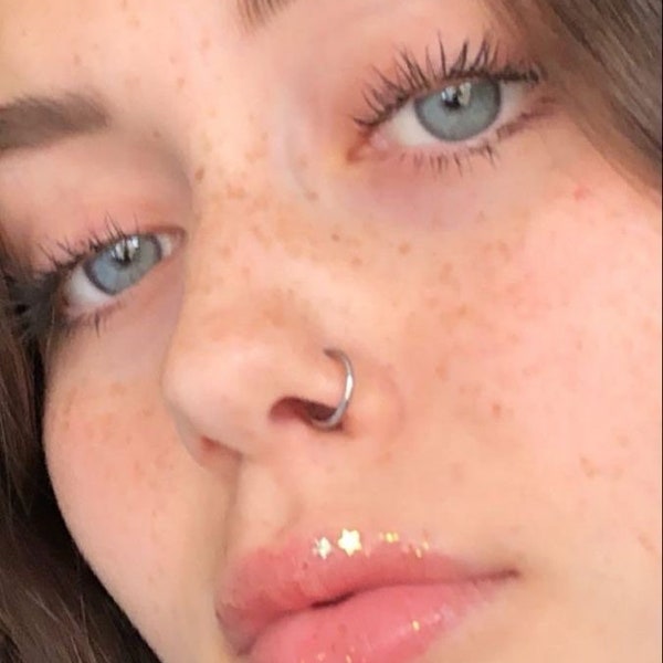 Highest Quality Sterling Silver Nose Ring: Seamless Plain Nose Ring Hoop and Titanium Clicker