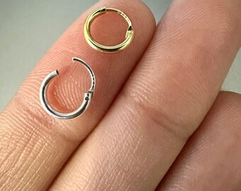 Sterling Silver & Gold Plated 925 Nose Ring Ear Rings Inner Diameter