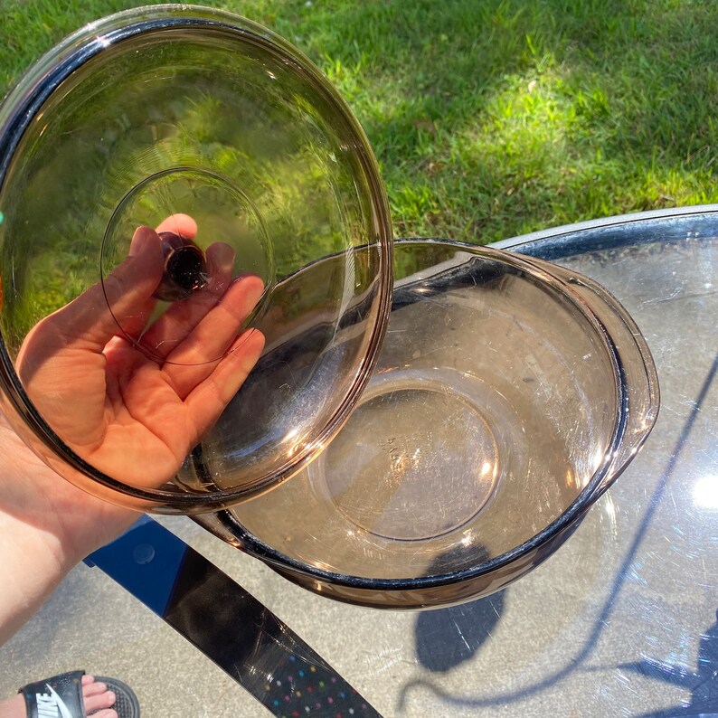 Pyrex Vision Amber Glass Bowl Dutch Oven With Lid Casserole Dish 1970s