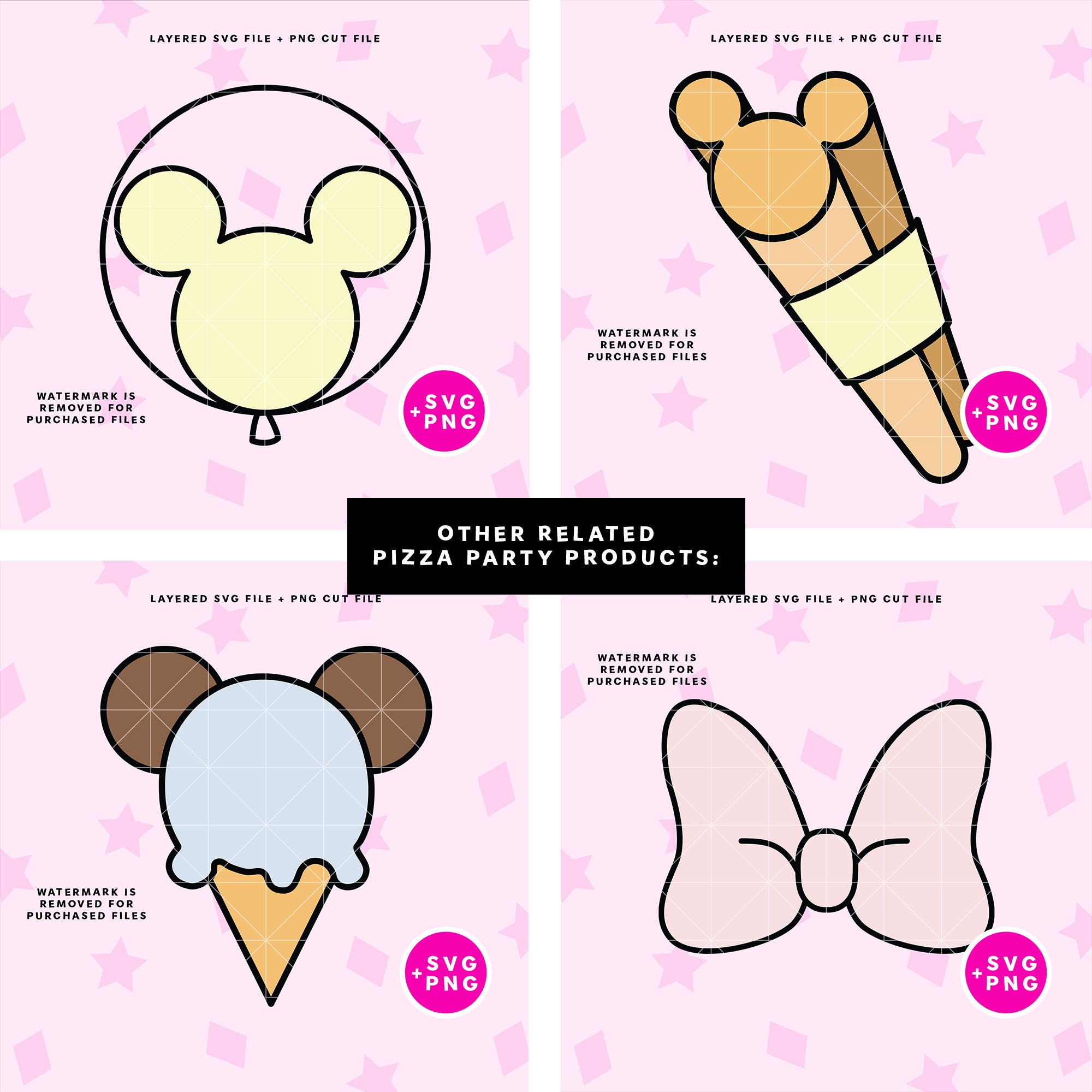 Mickey Mouse Minnie Mouse Pastel Clip Art Digital Download PNG Bundle ...