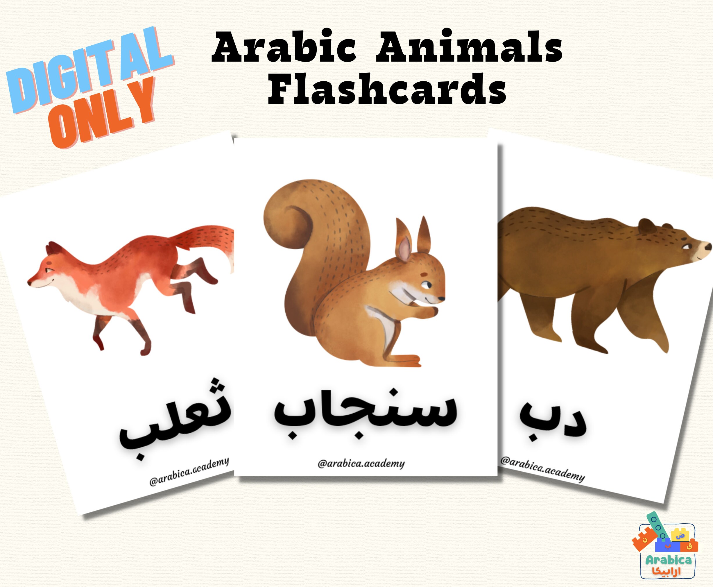 Buy Arabic Animals Flashcards Arabic for Kids Arabic Online in India - Etsy