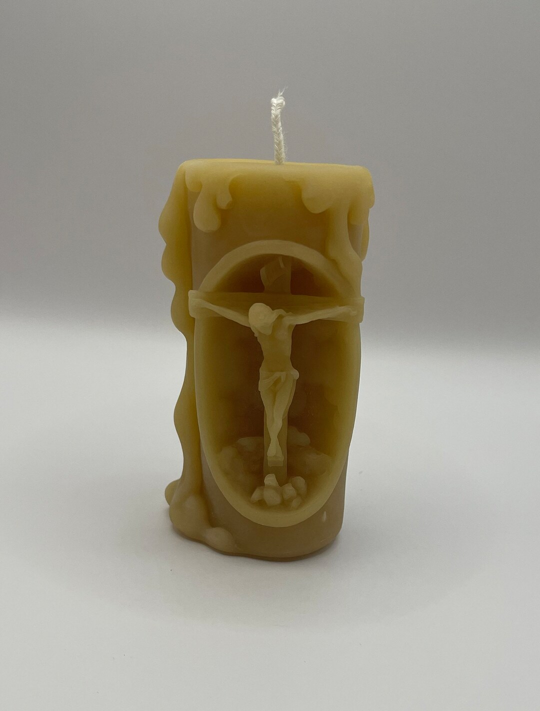 Catholic 100 Pure Beeswax Candle Catholic Jesus Crucifix Etsy