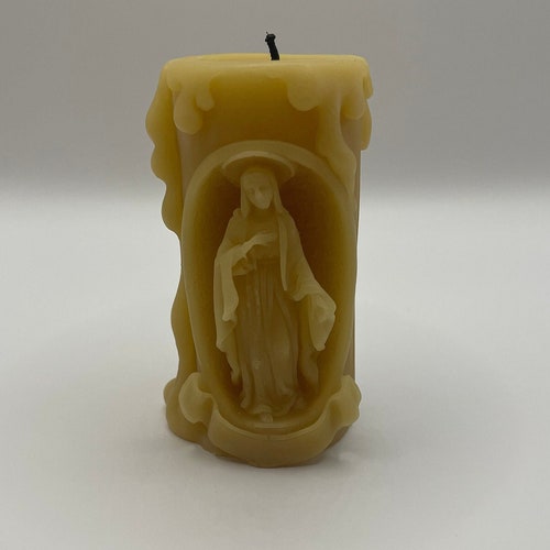 Virgin Mary Pure Beeswax Catholic Candle Etsy