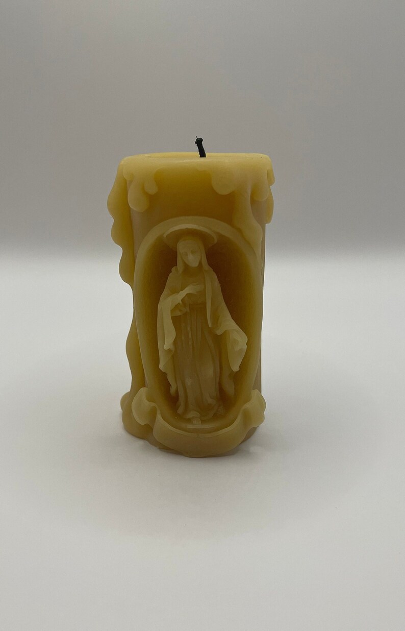 Virgin Mary Pure Beeswax Catholic Candle Etsy